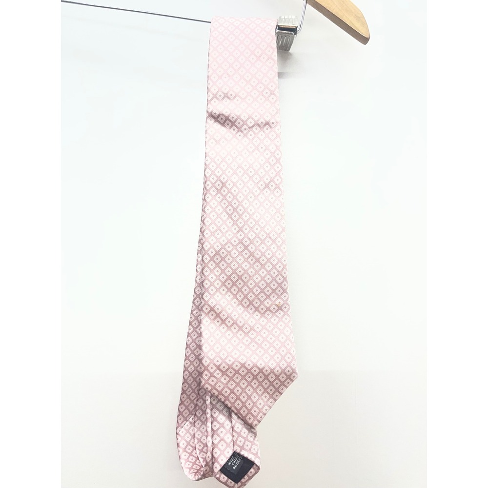 Pronto Uomo Mens Silk Tie Pink Geometric Diamond Pattern Formal Necktie